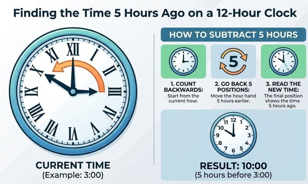 Finding the Time 5 Hours Ago on a 12-Hour Clock