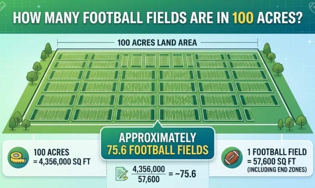 How many Football Fields are in a 100 Acre