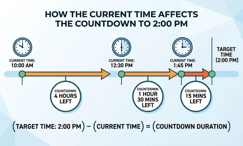 How the Current Time Affects the Countdown to 200 PM