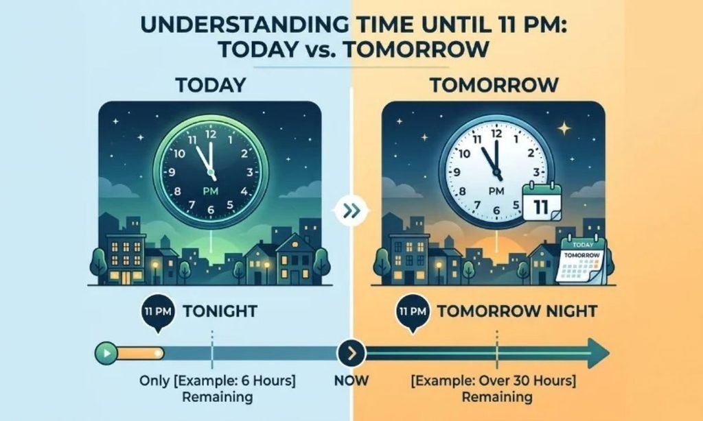 Time Until 11 PM Today vs. Tomorrow