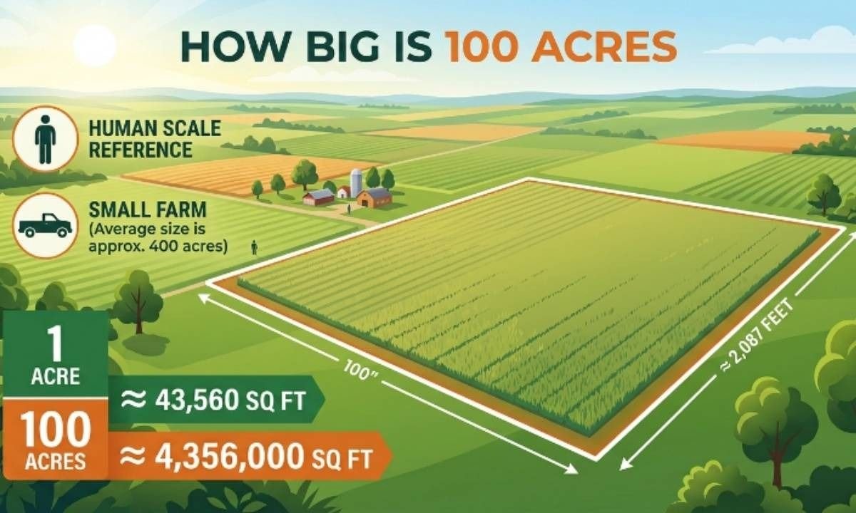 how big is 100 acres