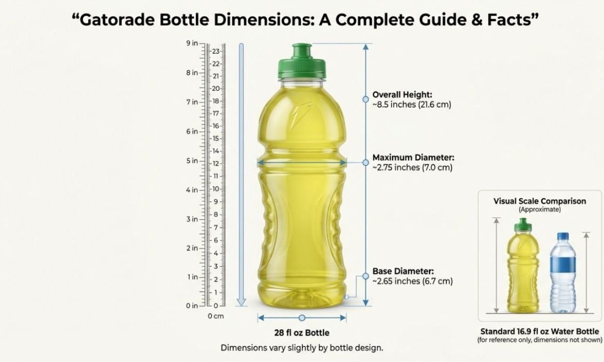 how many inches is a gatorade bottle